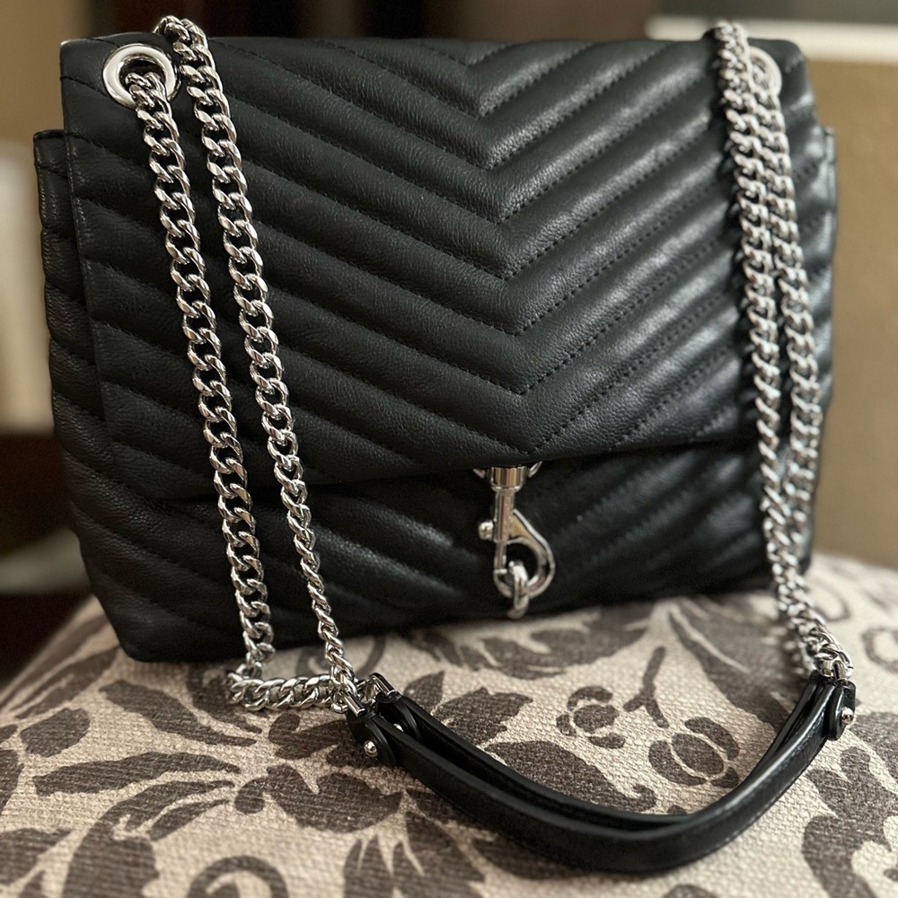 Rebecca Minkoff Soft leather black cross body bag, with silver hardware